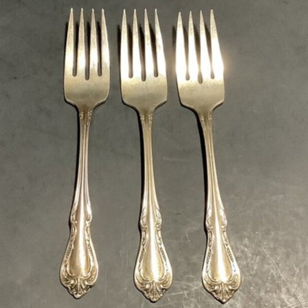 ONEIDA LTD - WM A. ROGERS CHALICE-HARMONY Silver Overlaid Flatware 3 Salad Forks